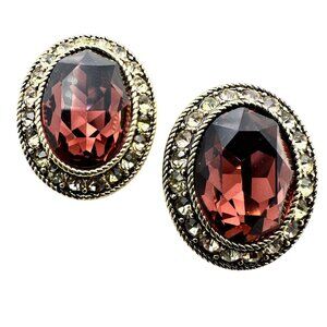 Heidi Daus Purple Crystal Bronze Clip Earrings